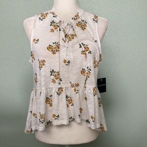 Lucky Brand Cream peplum-hem Top